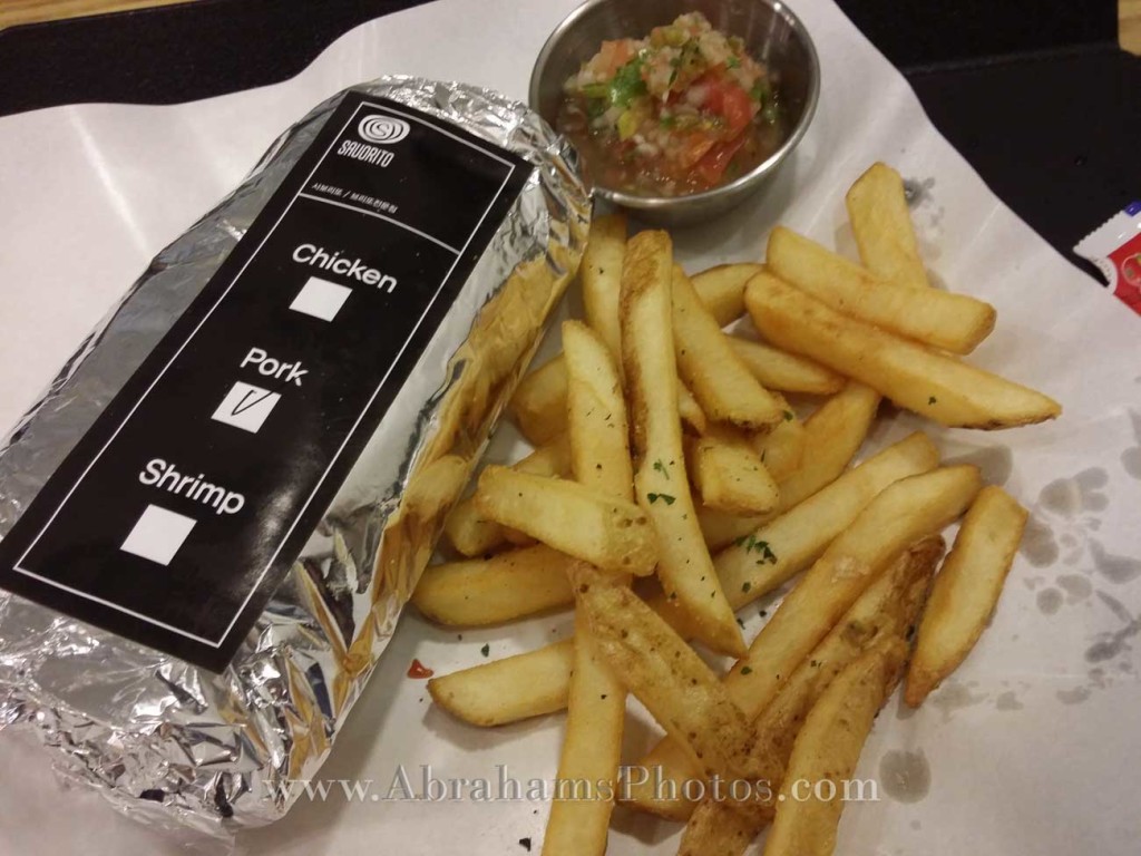 Korean Burrito French Fries and Salsa