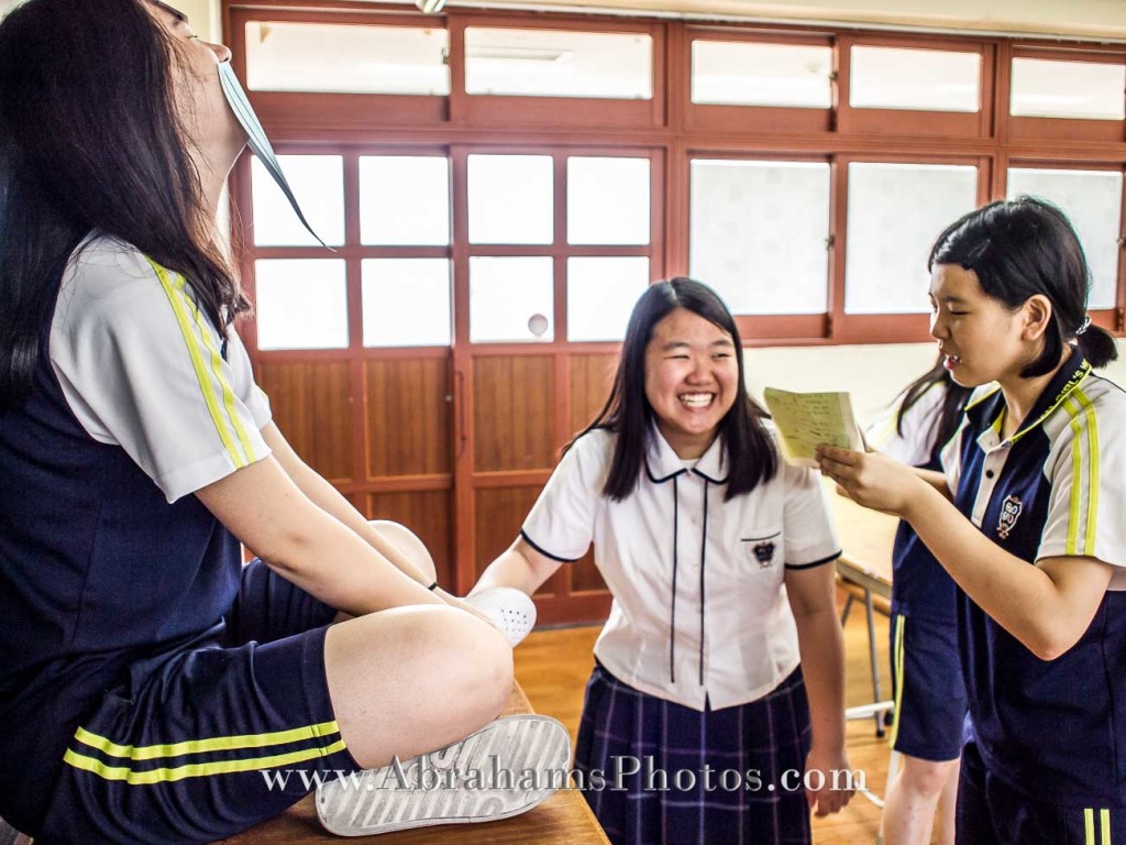 Girls Working On Project Korean High School Busan Korea